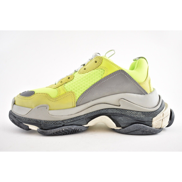 Balenciaga Triple S Mens Jaune Neon Yellow Grey Speed Flat Trainer Sneaker 39 6 - Picture 7 of 10